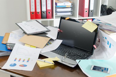 Image of cluttered desk