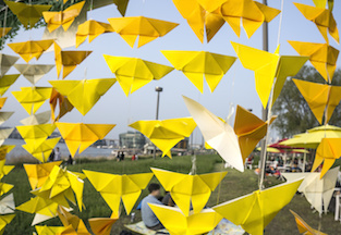Image of flying paper butterflies
