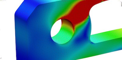 Image of graphic detail of a finite element stress analysis rendered in 3D