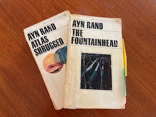 Image of paperback covers, Signet edition, for the The Fountainhead and Atlas Shrugged