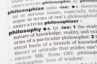Image of a close up of the word philosophy from a dictionary